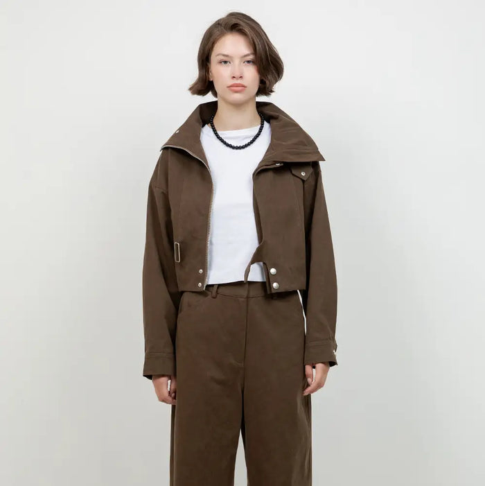 Cropped Funnel Neck Jacket