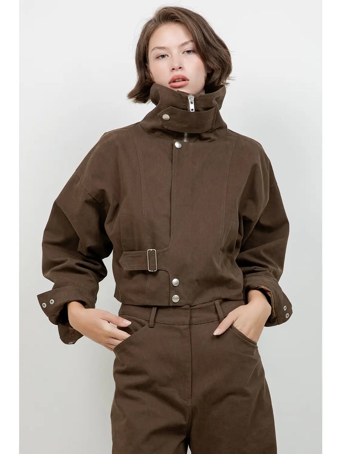Cropped Funnel Neck Jacket