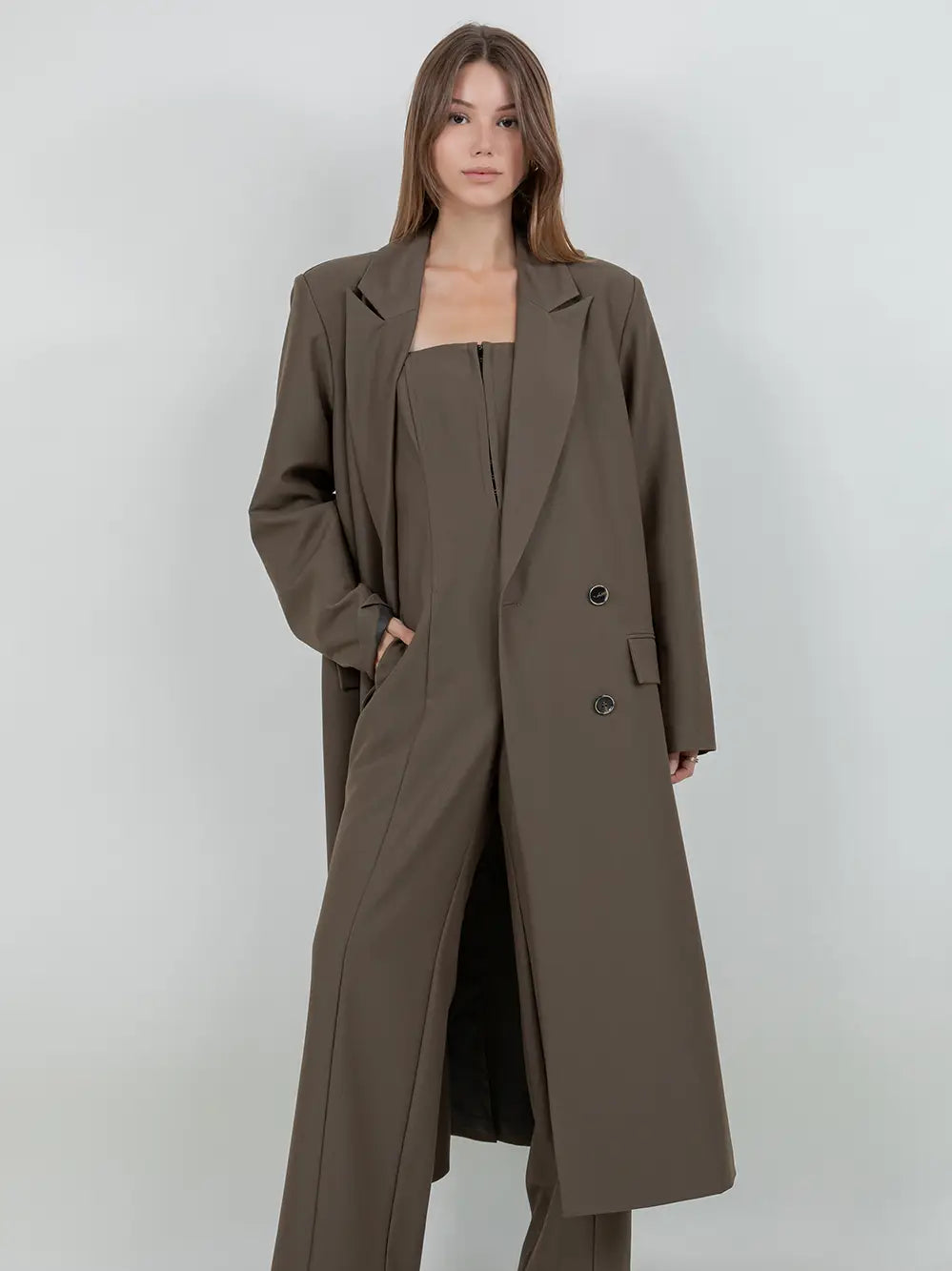 Closure Long Blazer Jacket