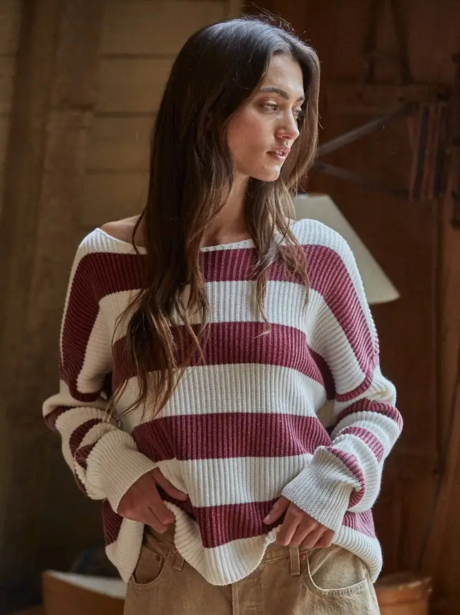 Striped Boat Neck