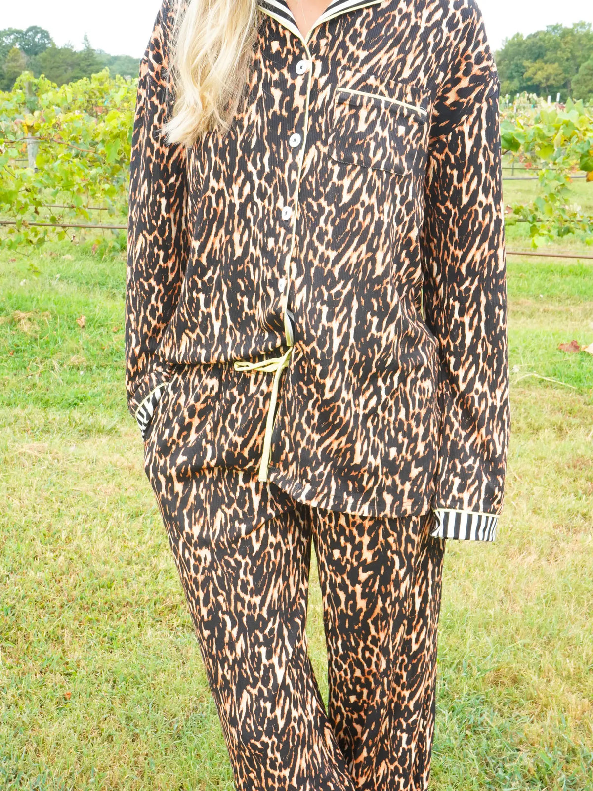 Luxe Leopard - Ribbed Bamboo Long Sleeve + Pants Pajama Set