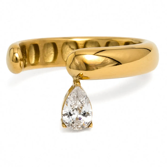 Open Ring with Crystal Drop Size